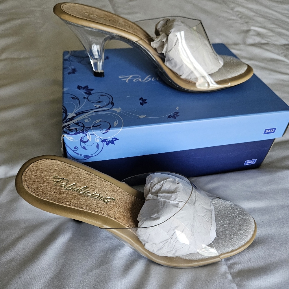 Clear and Tan Women's Heels